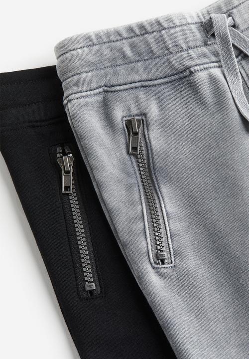 H&M - 2-pack biker joggers - grey & black
