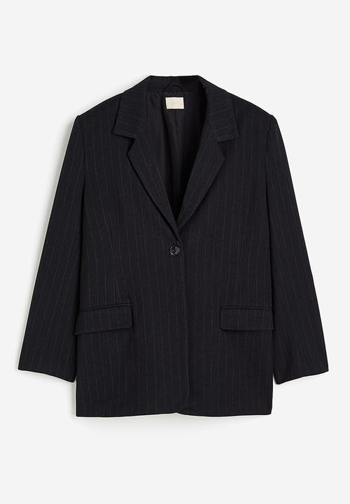 H&M - Oversized pinstriped blazer - navy blue pinstriped 