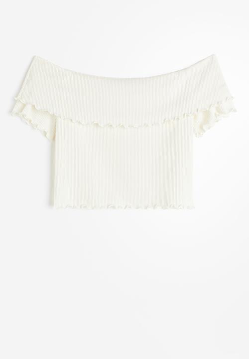 H&M - Ribbed off-the-shoulder top - white