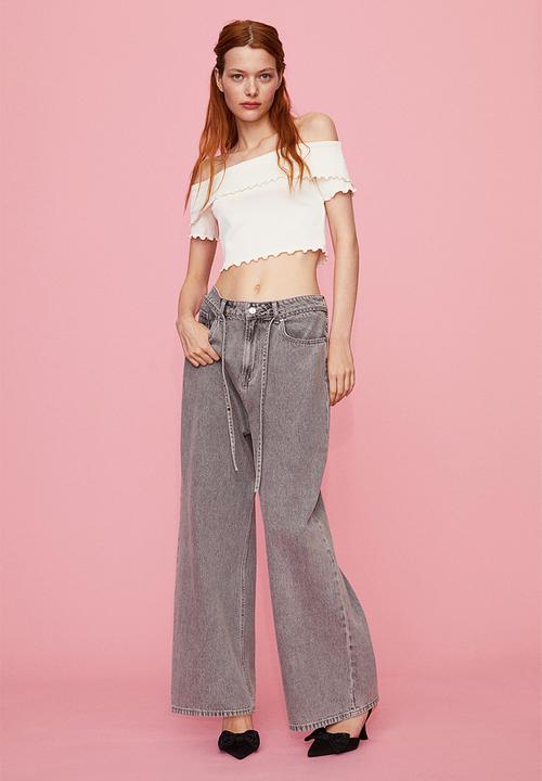 H&M - Ribbed off-the-shoulder top - white