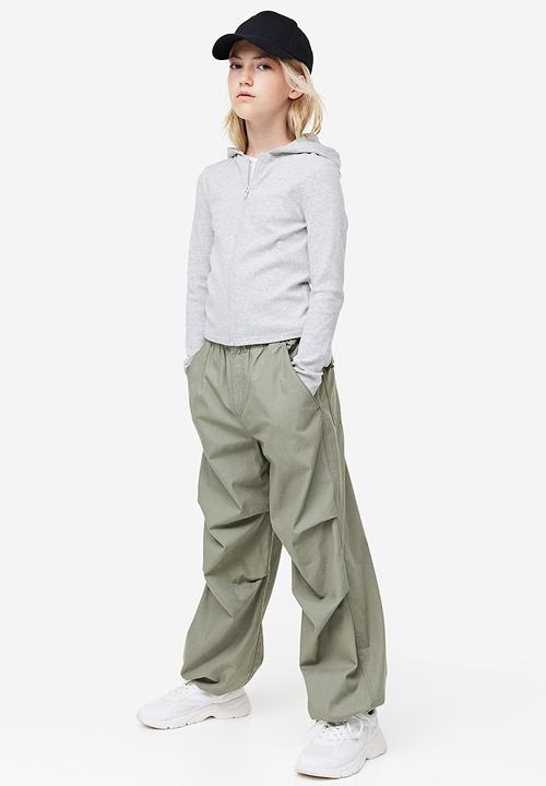 H&M - Ribbed zip-through hoodie - grey