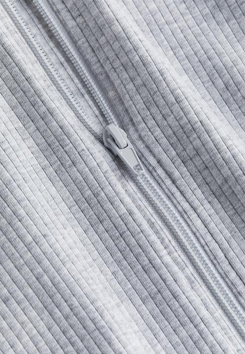H&M - Ribbed zip-through hoodie - grey