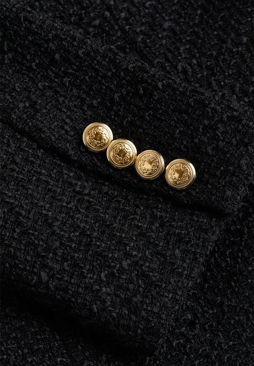 H&M - Textured-weave blazer - black