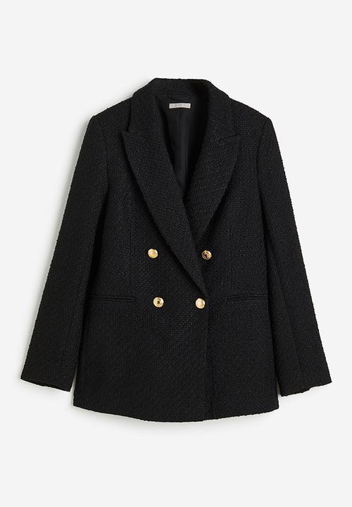 H&M - Textured-weave blazer - black