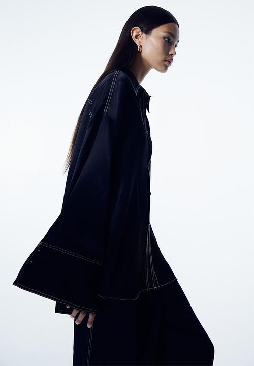 H&M - Oversized satin shirt - black