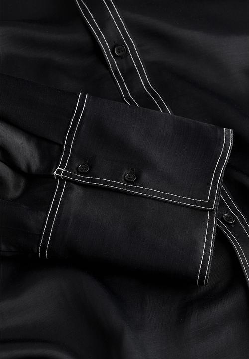 H&M - Oversized satin shirt - black