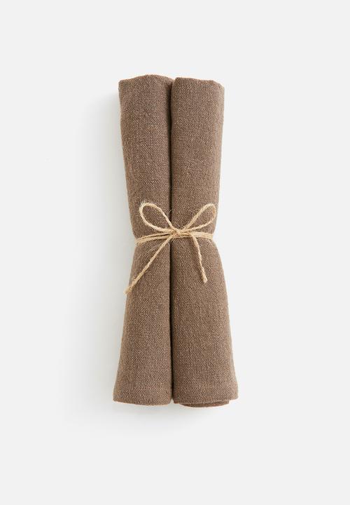 H&M - 2-Pack linen-blend napkins - brown