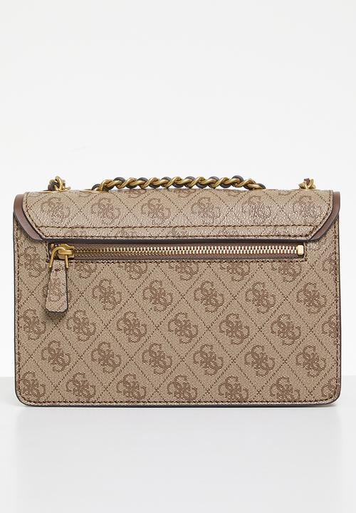 GUESS - Izzy convertible xbody flap - latte logo/brown