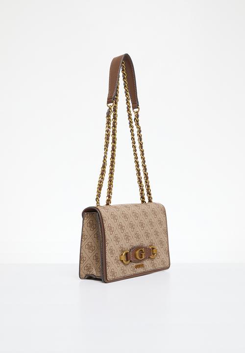 GUESS - Izzy convertible xbody flap - latte logo/brown