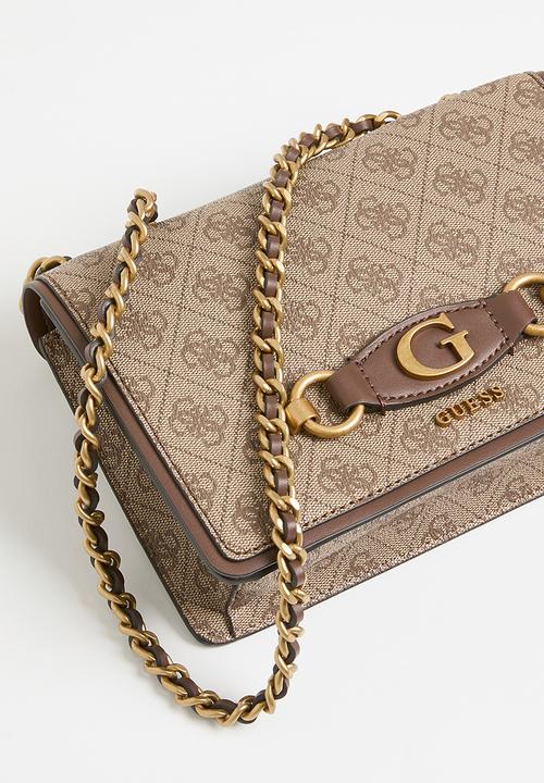 GUESS - Izzy convertible xbody flap - latte logo/brown
