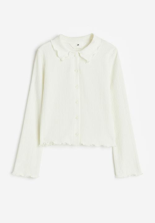 H&M - Crinkled jersey blouse - white