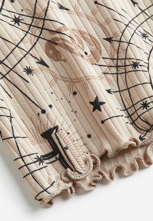 H&M - Printed jersey top - beige, multi