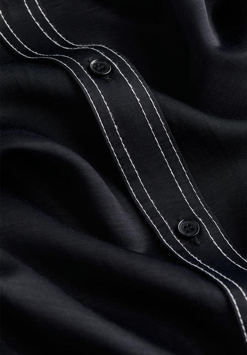 H&M - Oversized satin shirt dress - black