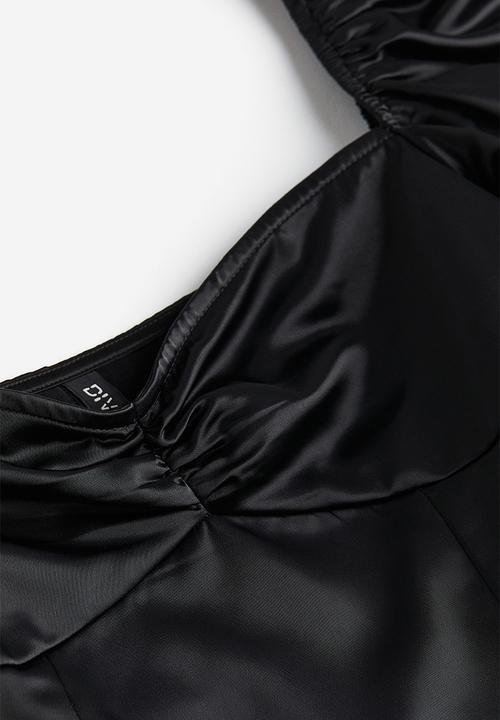 H&M - Balloon-sleeved satin dress - black