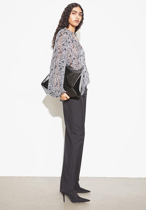 H&M - Frill-trimmed crêpe blouse - black