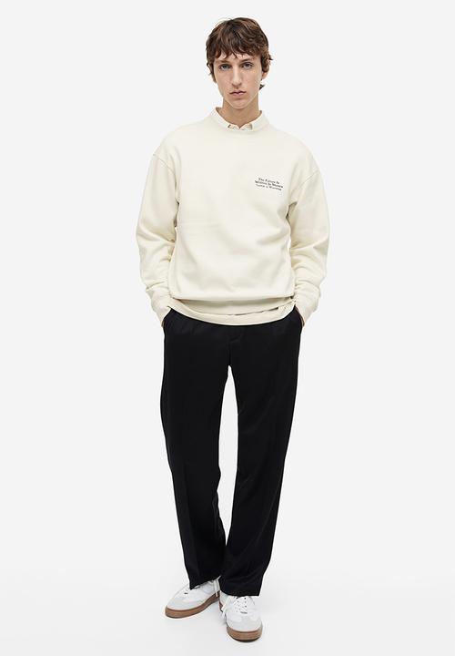 H&M - Loose fit printed sweatshirt - cream & stones
