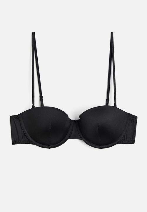 H&M - Satin padded balconette bra - black