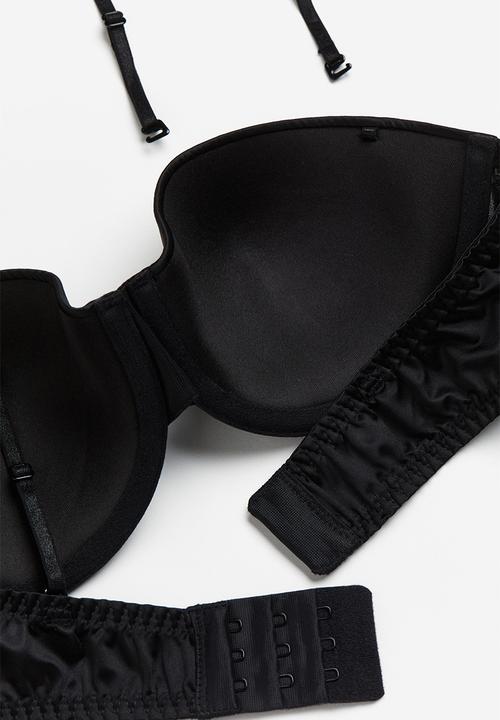 H&M - Satin padded balconette bra - black