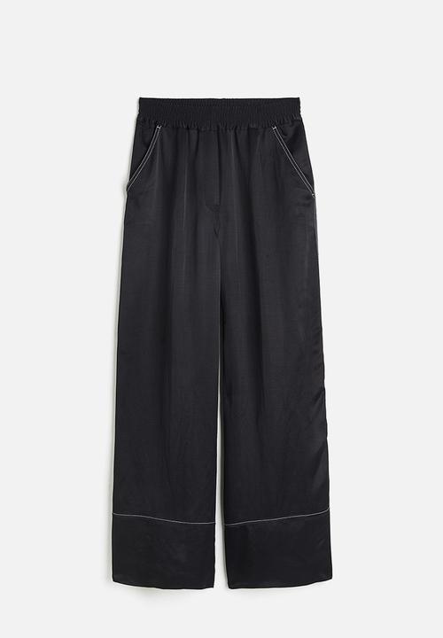 H&M - Wide satin trousers - black