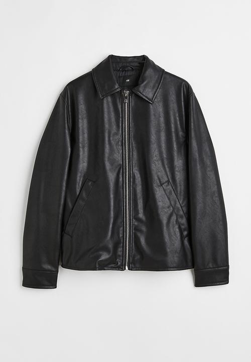 H&M - Imitation leather jacket - black