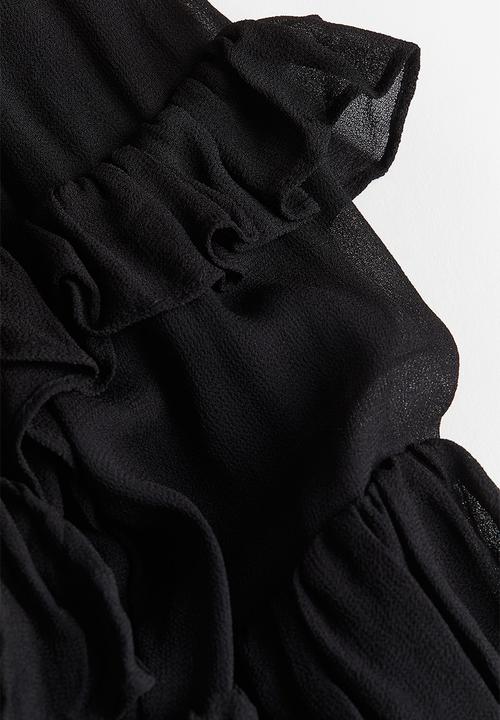 H&M - Frill-trimmed chiffon blouse - black