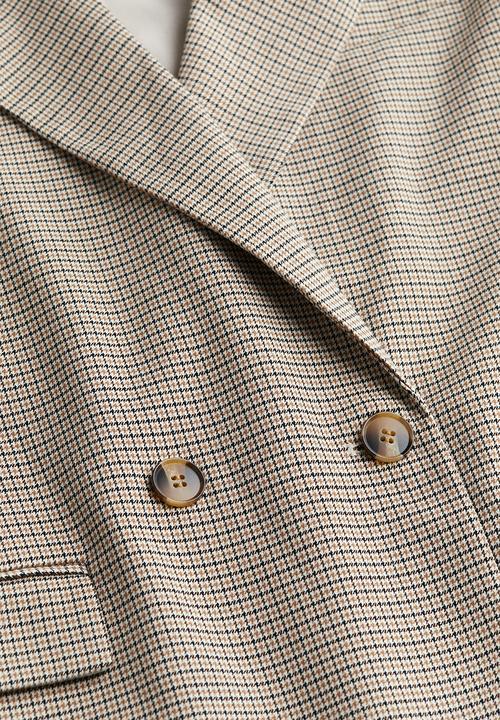 H&M - Double-breasted blazer - beige/dogtooth-patterned