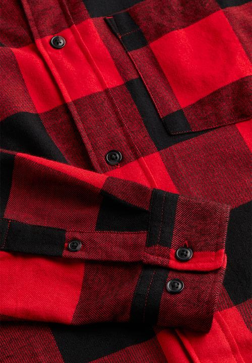 H&M - Relaxed fit flannel shirt - red/checked