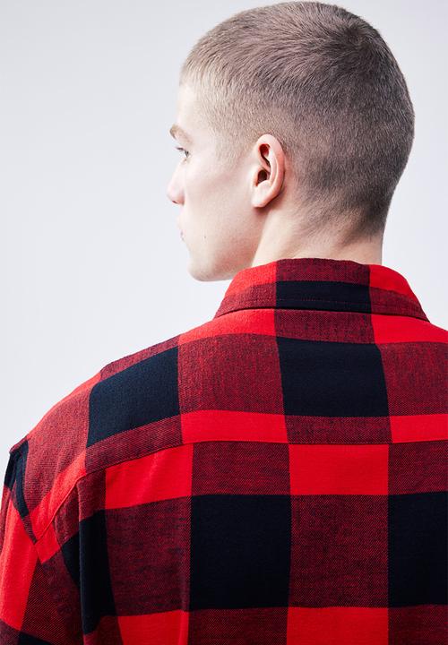 H&M - Relaxed fit flannel shirt - red/checked