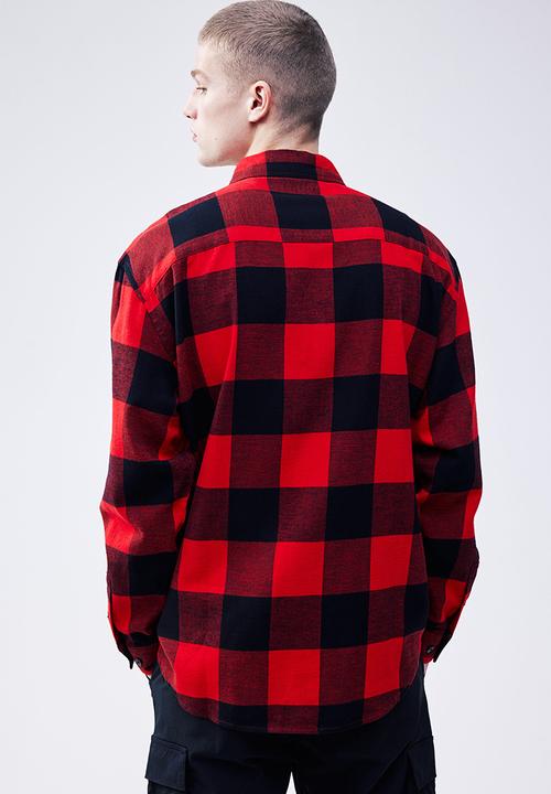 H&M - Relaxed fit flannel shirt - red/checked