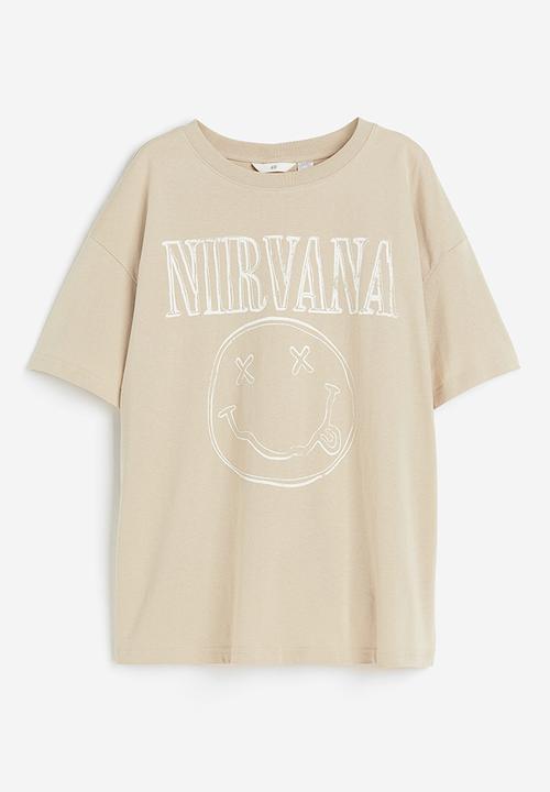 H&M - Oversized printed t-shirt - beige