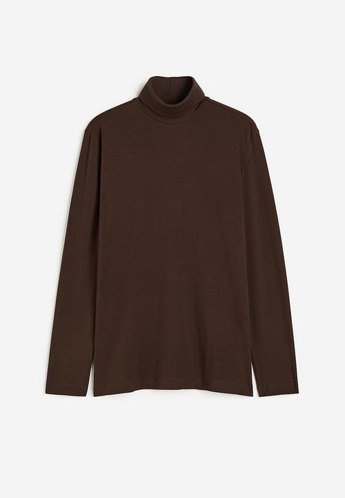 H&M - Slim fit cotton polo-neck top - brown