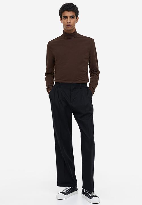 H&M - Slim fit cotton polo-neck top - brown