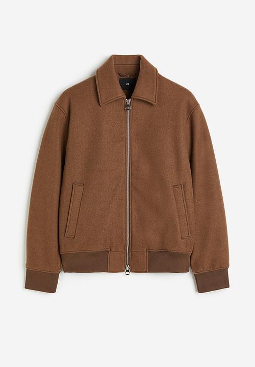 Regular fit wool-blend jacket - dark brown - 1198107001