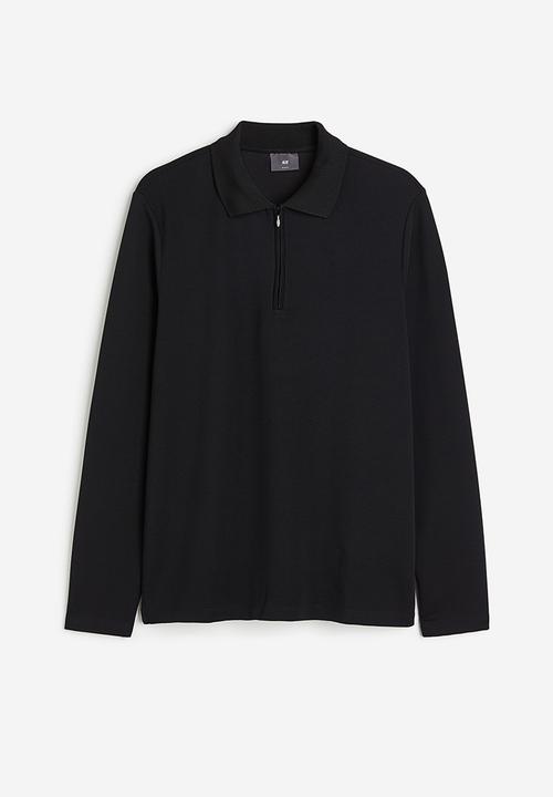 H&M - Slim fit polo shirt - black