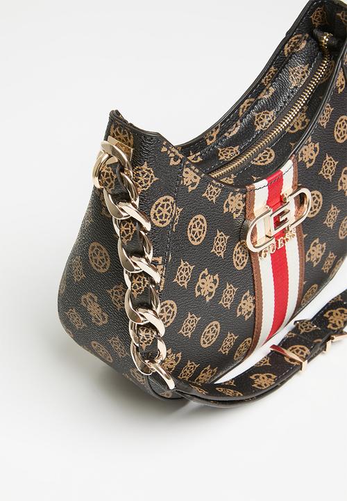GUESS - Nelka top zip crossbody - mocha logo