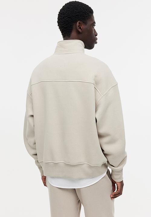H&M - Oversized fit half-zip sweatshirt - beige