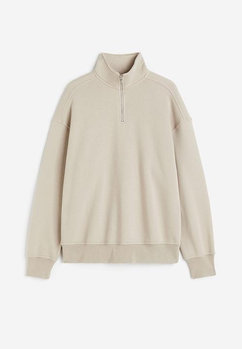 H&M - Oversized fit half-zip sweatshirt - beige