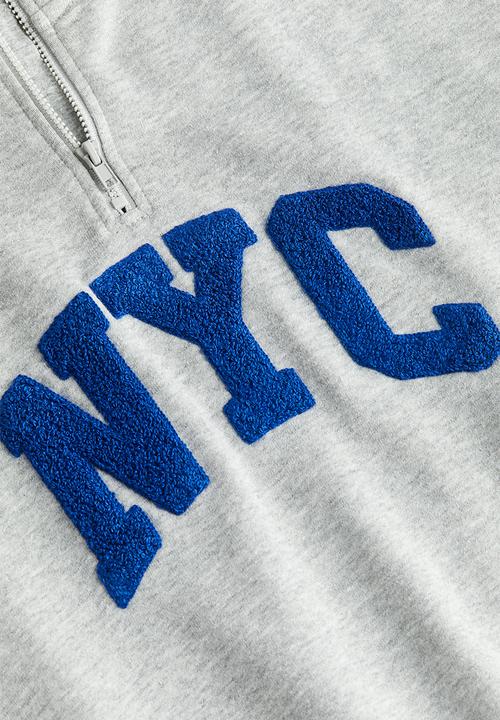 H&M - Zip-top sweatshirt - light grey marl/nyc