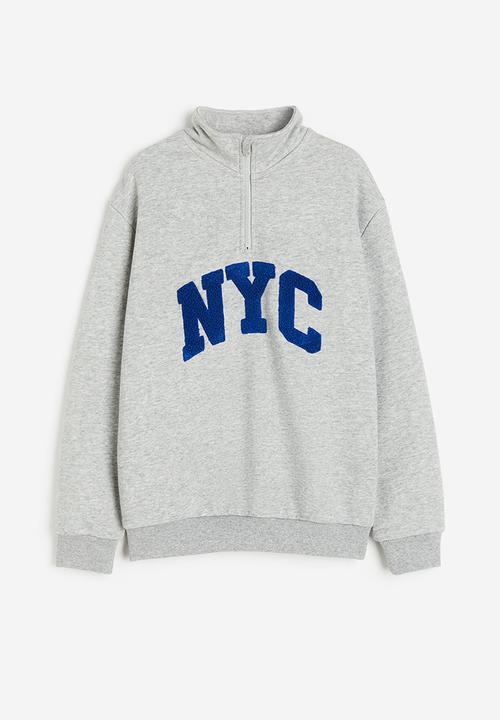 H&M - Zip-top sweatshirt - light grey marl/nyc