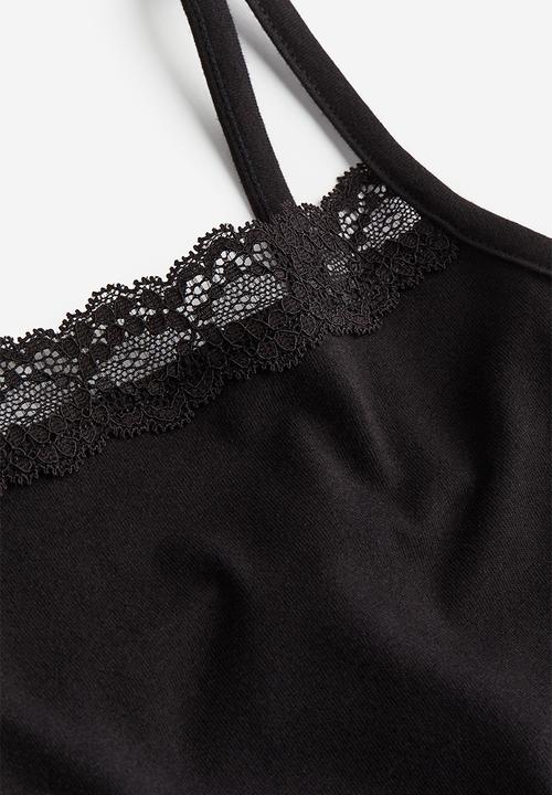 H&M - Lace-trimmed strappy top - black