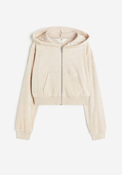 H&M - Velour zip-through hoodie - beige