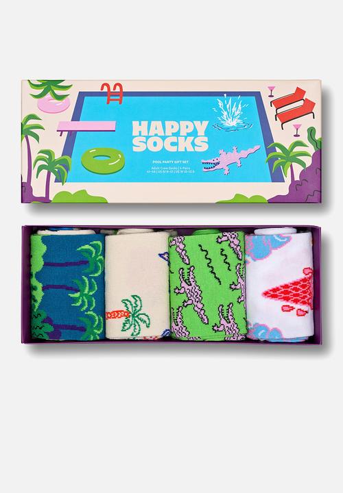 Happy Socks - 4-Pack Pool Party Sock Gift Sest - White