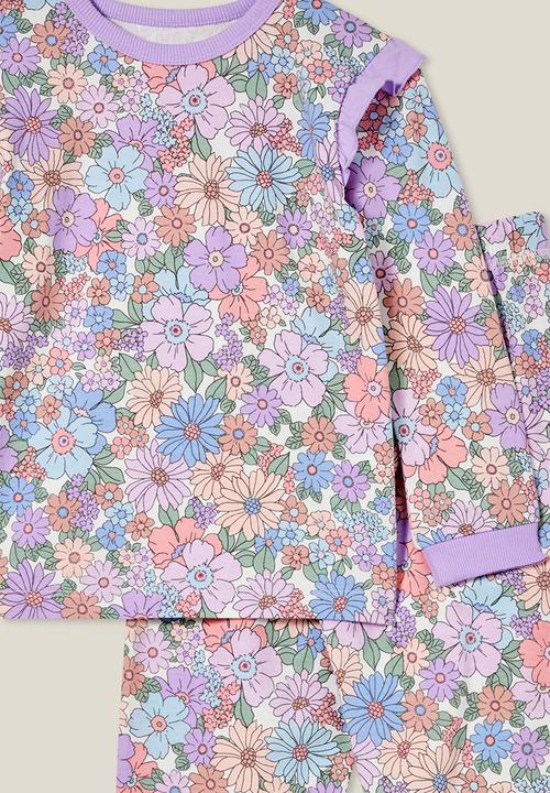 Cotton On - Ava long sleeve pyjama set - vanilla/ditsy claire floral
