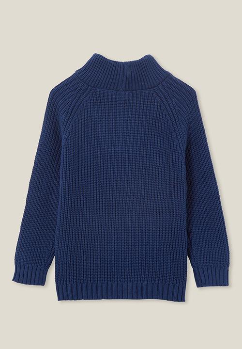 Cotton On - Blake quarter zip knit - in the navy