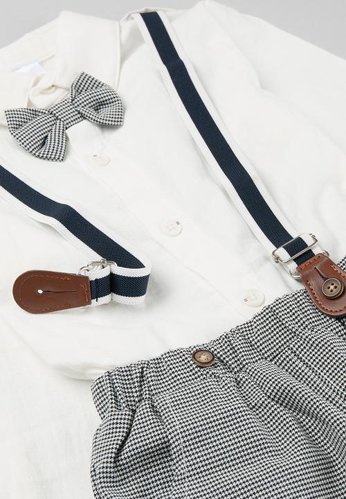 Pop Candy - Suspender pants & shirt set - grey