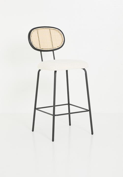 Sixth Floor - Sherpa & rattan counter stool - black & natural