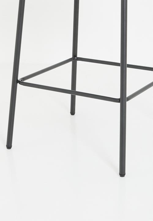 Sixth Floor - Sherpa & rattan counter stool - black & natural