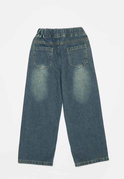 Pop Candy - Printed wide leg denim pants - indigo