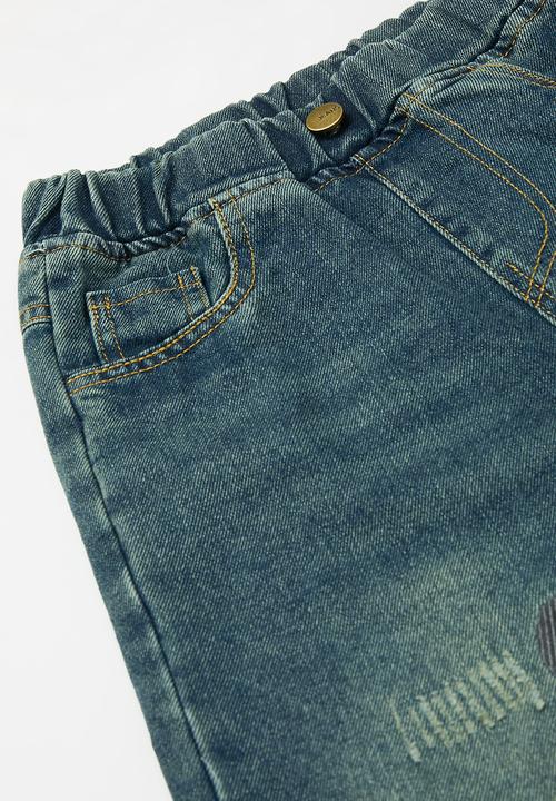 Pop Candy - Printed wide leg denim pants - indigo