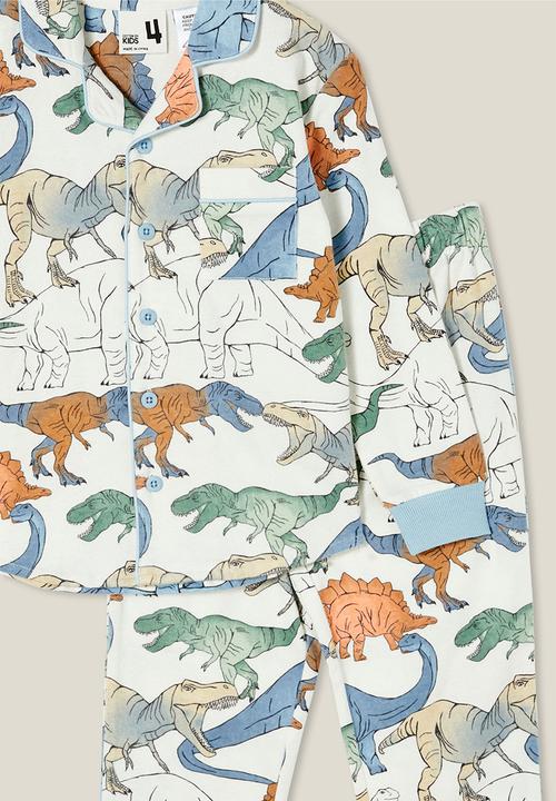 Cotton On - William long sleeve pyjama set - vanilla/gradient dinos